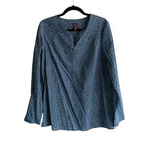 LIBERTY ART FABRICS Cotton Floral Print Popover Blouse Blue M